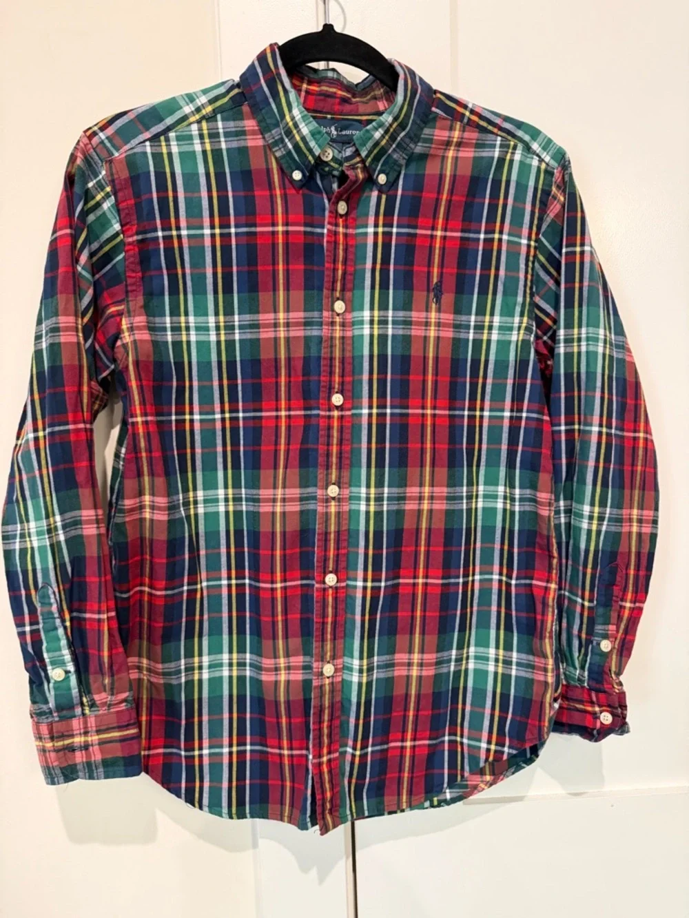 Ralph Lauren Plaid Tartan Button‎ Down Shirt Boys Sz L (14 16)